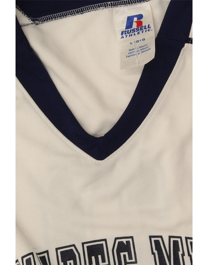 Vestă grafică pentru bărbați Russell Athletic Top mare, alb, poliester color bloc