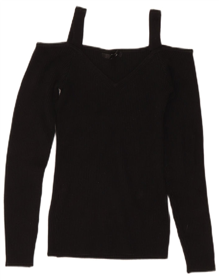Top pentru femei Guess Crop Off Shoulder UK 8 Small Black Rayon