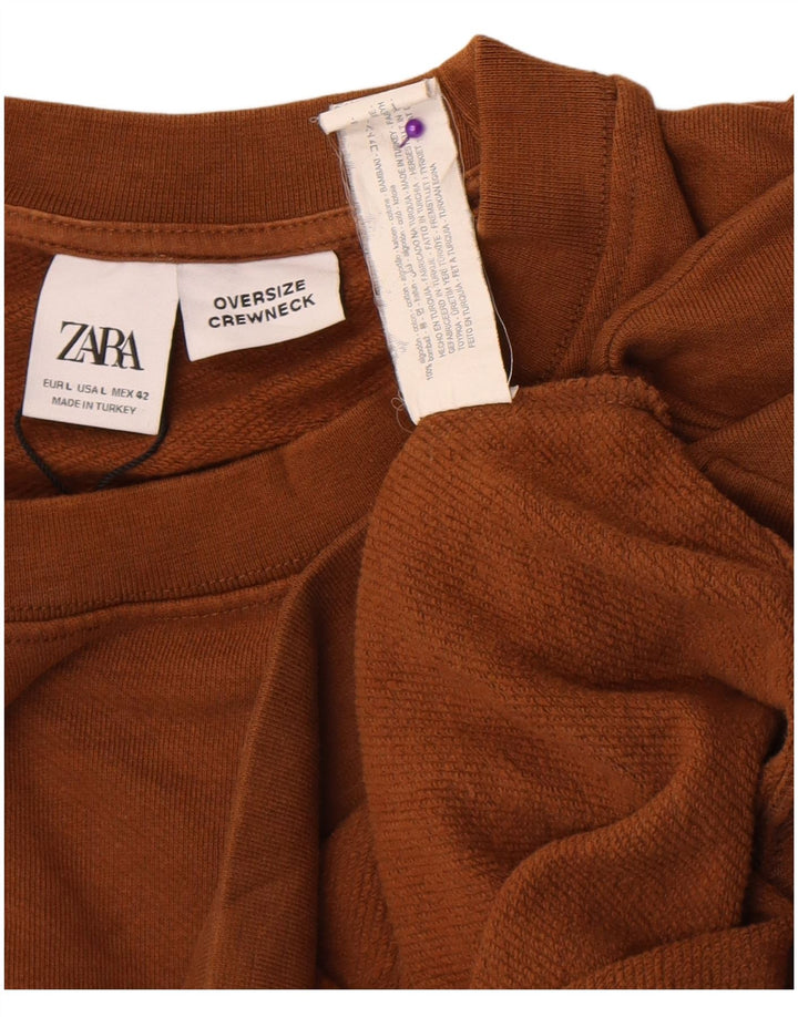 Hanorac supradimensionat pentru bărbați Zara Pulover mare din bumbac maro