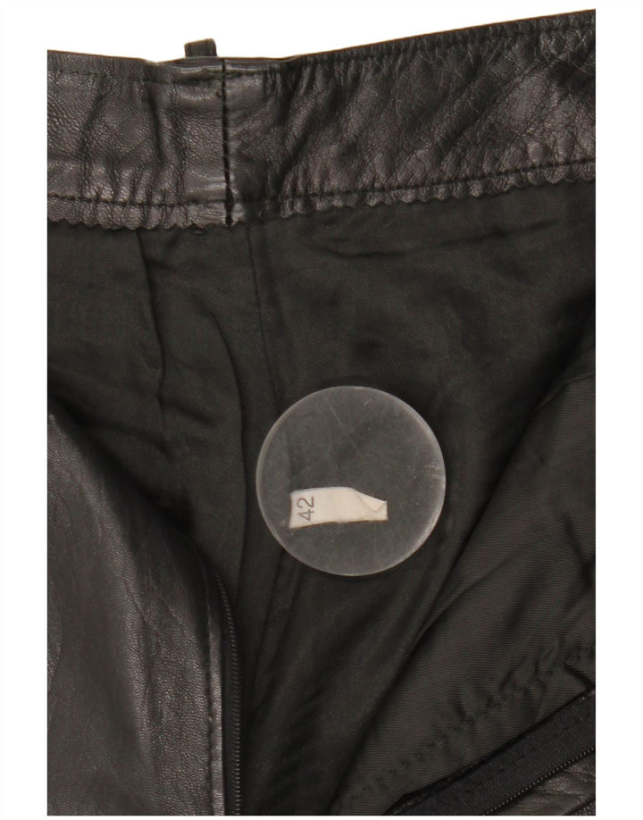 Pantaloni drepți din piele vintage pentru femei IT 42 Medium W27 L25 Negru