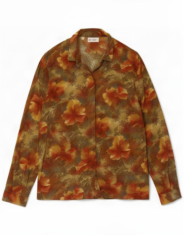Bluză de cămașă vintage pentru femei UK 14 Medium Multicolor Floral