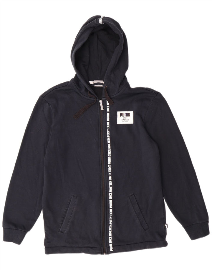 PUMA Mens Graphic Zip Hoodie Sweater Small Navy Blue