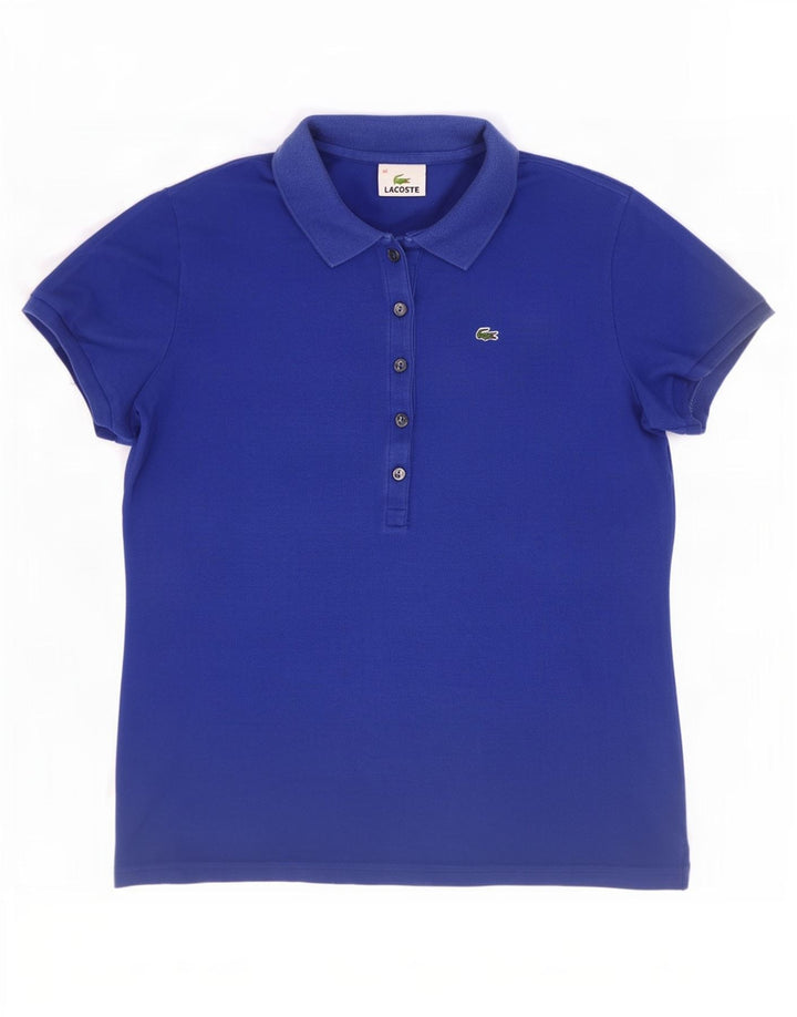 Tricou polo Lacoste pentru femei, mărimea 40, bumbac albastru mediu