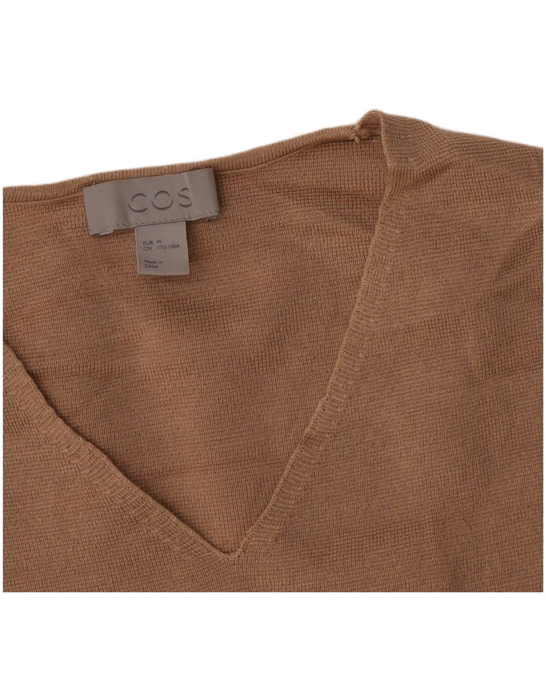 Pulover pentru femei Cos cu decolteu în V UK 14 Medium Beige Lână