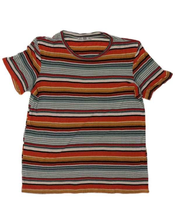 Top tricou pentru femei Zara UK 12 Medium, multicolor, în dungi, viscoză
