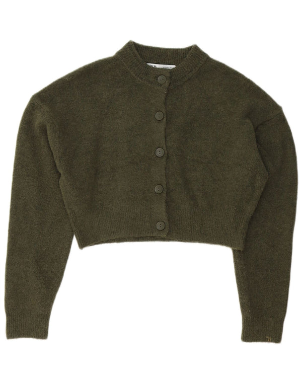 Pulover cardigan pentru femei Zara UK 10 Mic verde acrilic
