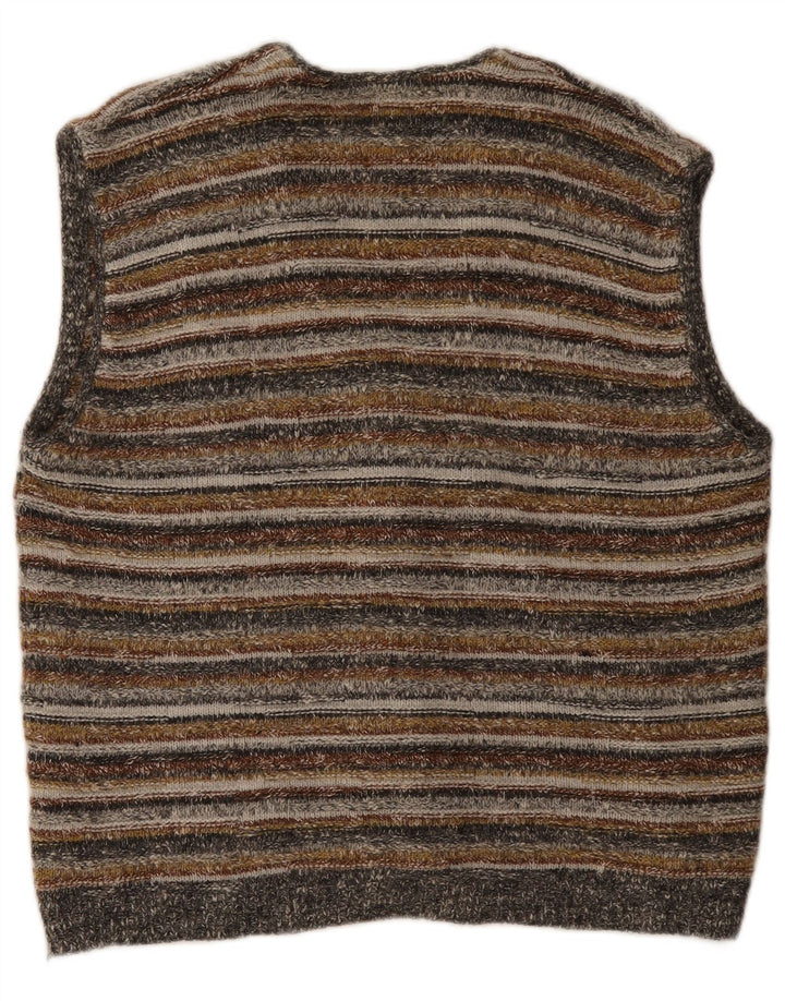 Cardigan St. Bernard pentru bărbați, fără mâneci, cu dungi mari, multicolore