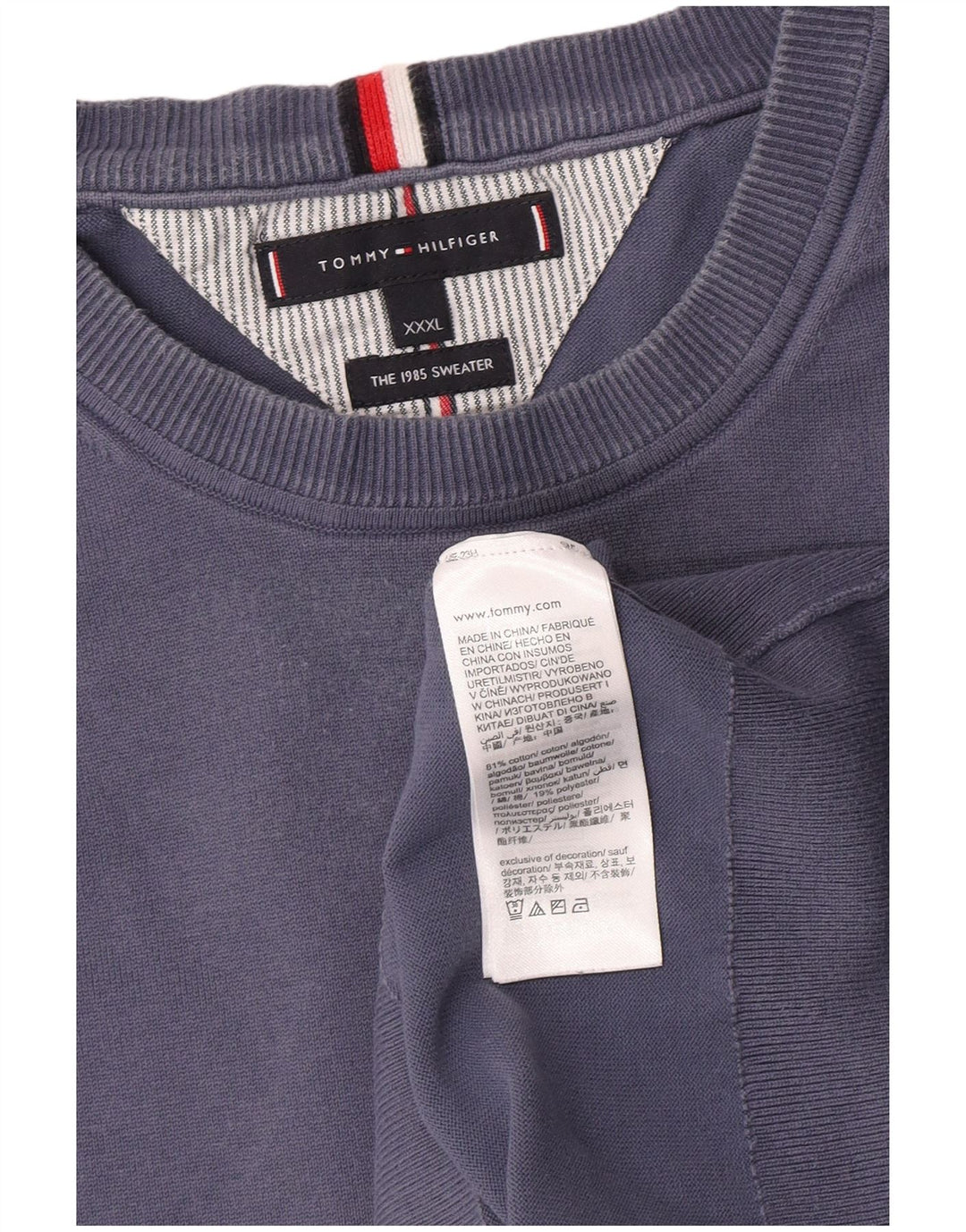 Pulover pentru bărbați Tommy Hilfiger, bumbac albastru 3XL
