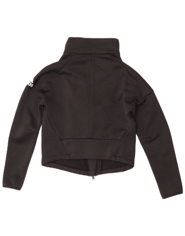 Jachetă de top pentru trening Adidas Crop pentru femei UK 8/10 Poliester negru mic