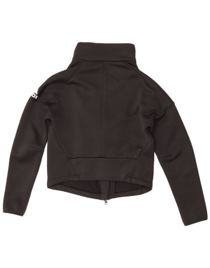 Jachetă de top pentru trening Adidas Crop pentru femei UK 8/10 Poliester negru mic