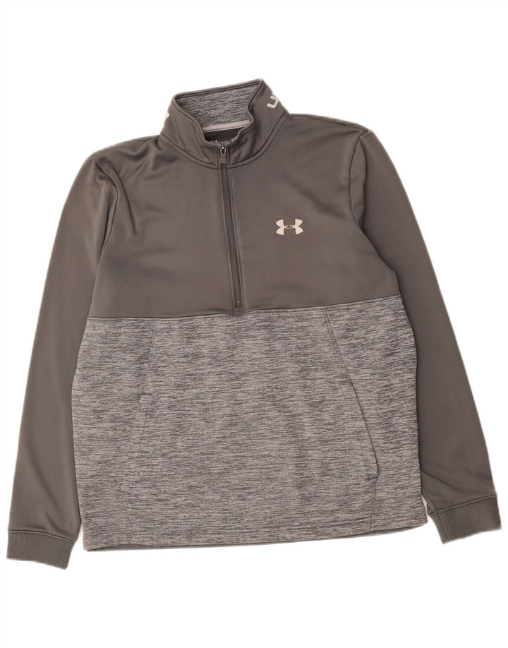 UNDER ARMOUR Mens Cold Gear Sweatshirt Jumper Medium Grey Colourblock