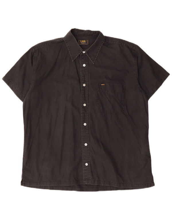 Lee Mens Short Sleeve Shirt Large Black Cotton
