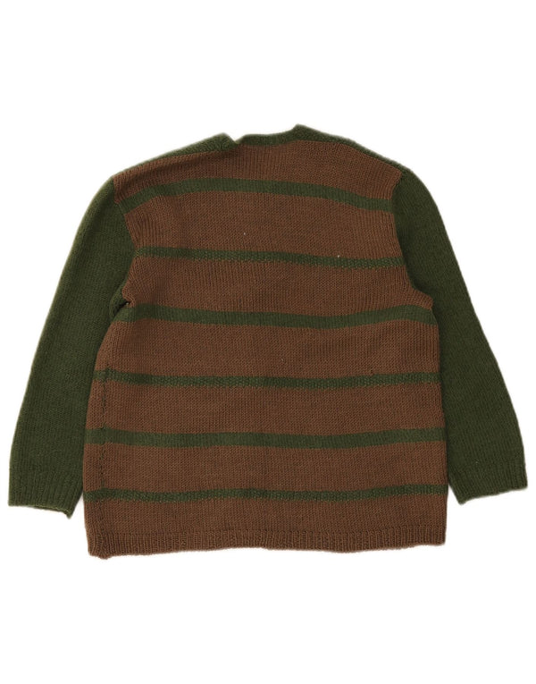 Vintage Girls Cardigan Sweater 11-12 Years Brown Striped