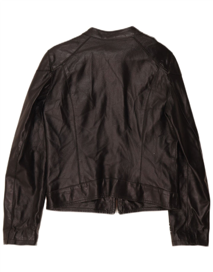 Jachetă de motociclist din piele crop pentru femei Viamaestra UK 12 Medium Black