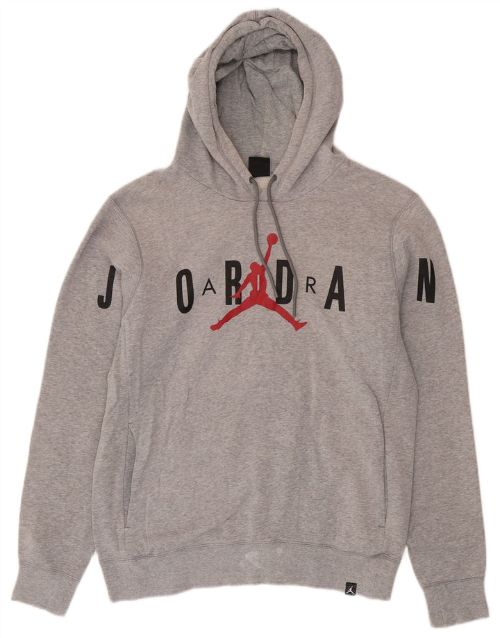 Jumper Jordan pentru bărbați cu capota cu grafică, bumbac cu pete, gri mediu