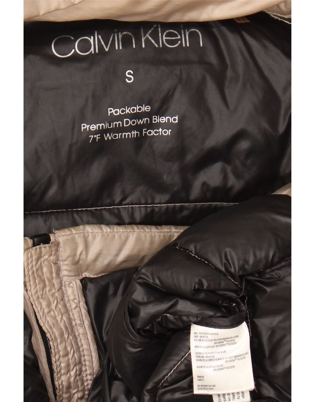 Jachetă căptușită cu glugă Calvin Klein pentru femei UK 10 Small Bej Poliester