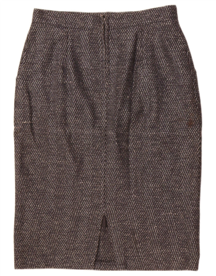 Fusta creion vintage pentru femei W30 chevron gri mediu