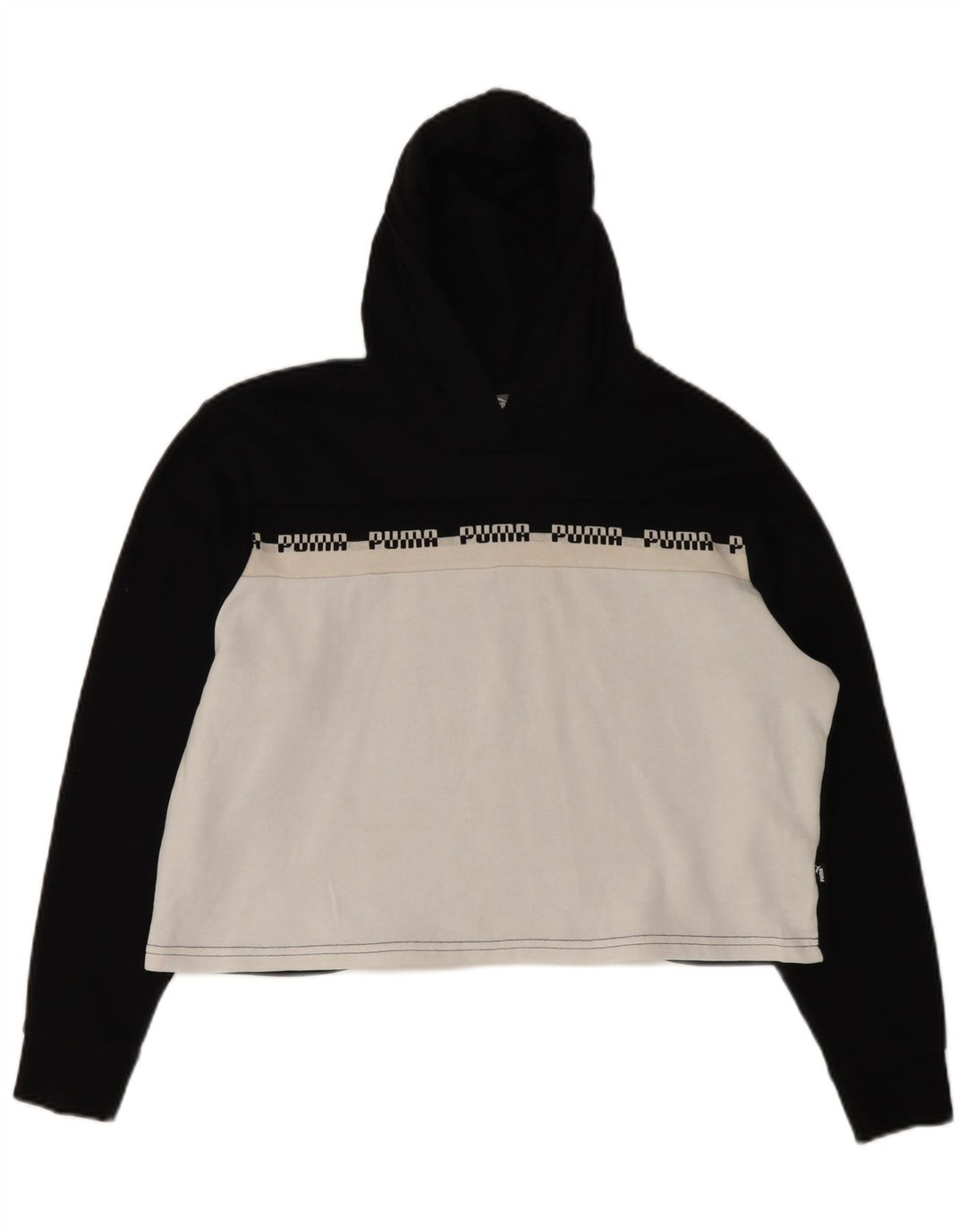 Pulover oversized Crop Hoodie PUMA pentru femei UK 14 Medium Black Colorblock