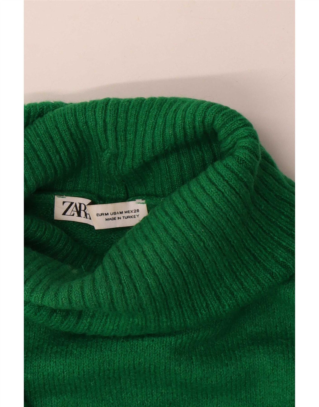 Pulover pentru femei supradimensionat cu gât rulat Zara UK 14 verde mediu