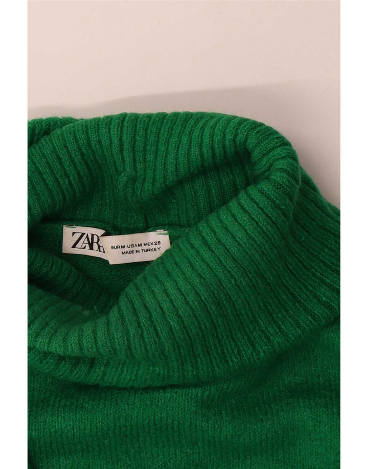 Pulover pentru femei supradimensionat cu gât rulat Zara UK 14 verde mediu