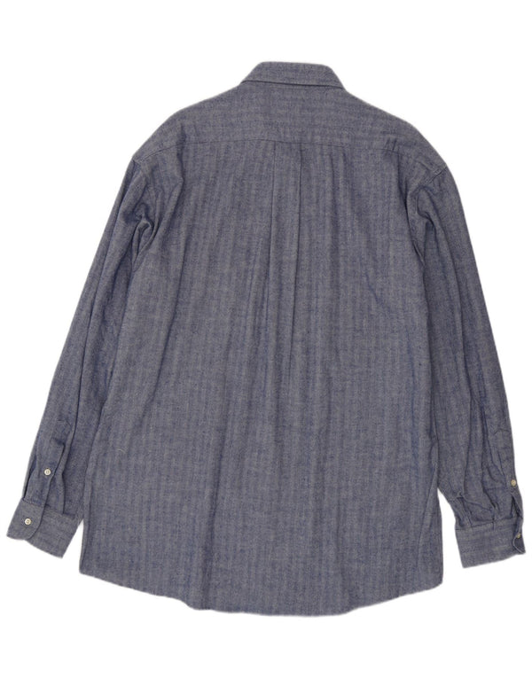 Cămașă Vintage pentru bărbați Mărimea 45 18 2XL Bumbac cu țesătură bleumarin