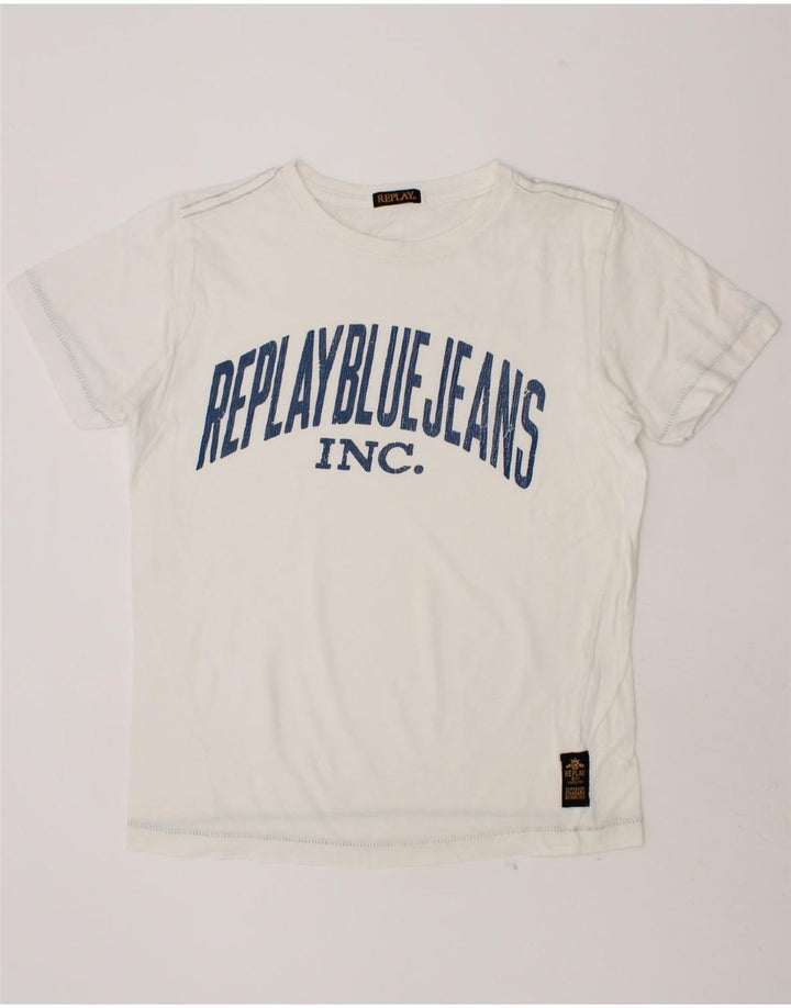 REPLAY Boys Graphic T-Shirt Top 7-8 Years White Vintage Replay and Second-Hand Replay from Messina Hembry 