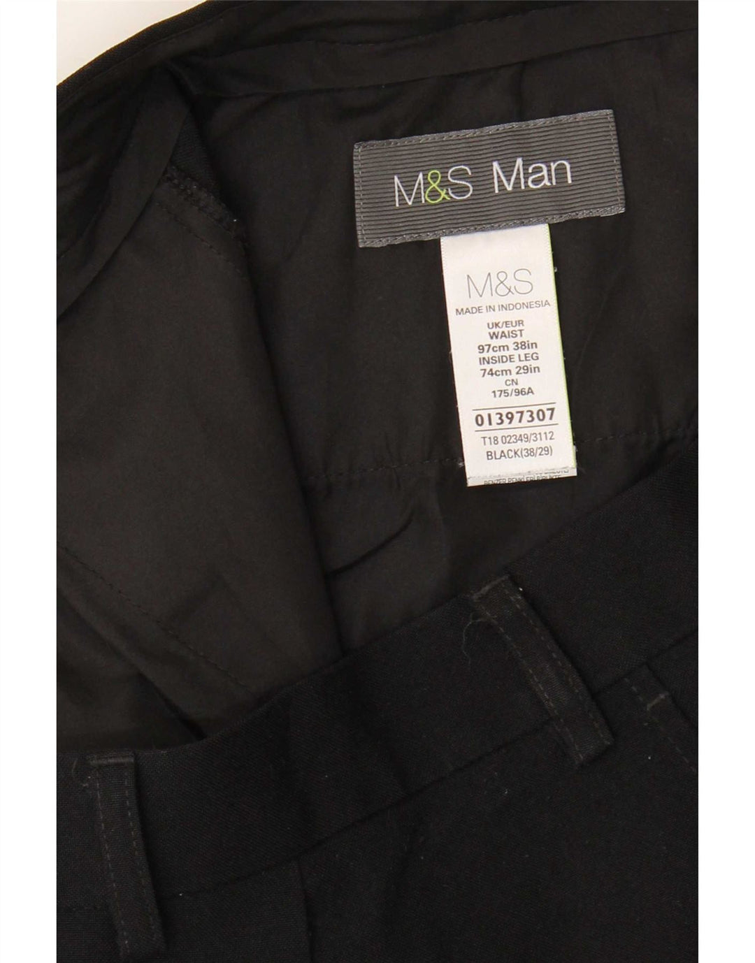 Pantaloni chino drepți pentru bărbați Marks & Spencer L38 L29 Poliester negru