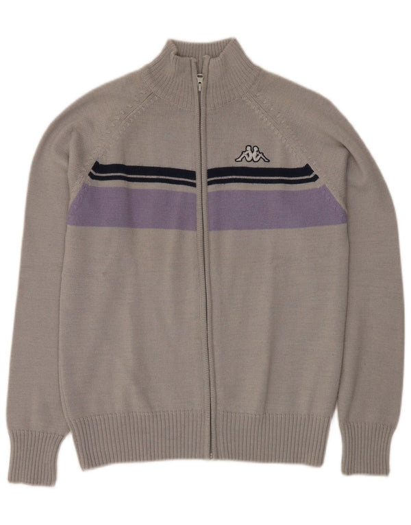 Pulover cardigan KAPPA pentru femei UK 14 Gri mediu Acrilic color bloc