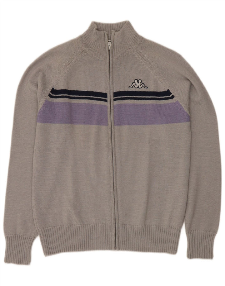 Pulover cardigan KAPPA pentru femei UK 14 Gri mediu Acrilic color bloc