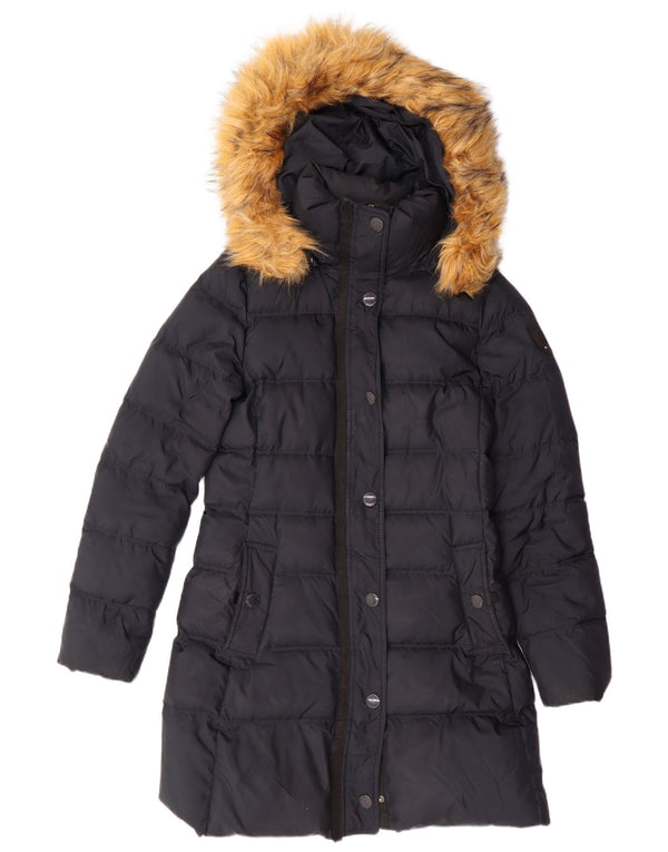 TOMMY HILFIGER Palton căptușit cu glugă pentru femei UK 10 Poliester bleumarin mic