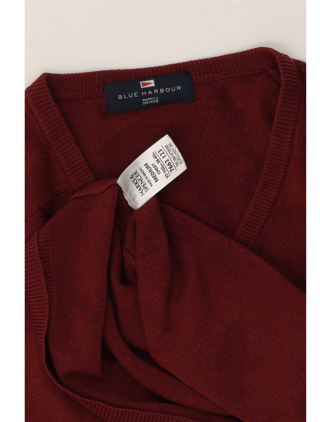 Pulover pentru bărbați Marks & Spencer Blue Harbour cu decolteu în V, burgundă mediu