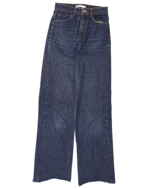 Blugi pentru femei Zara cu picioare late EU 36 XS W26 L32 Albastru Bumbac