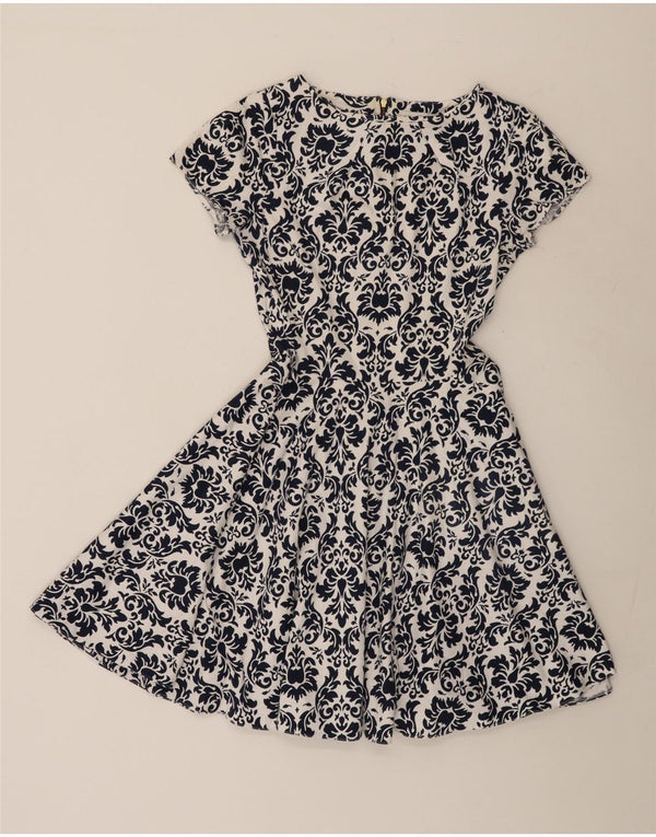 CLOSET Womens A-Line Dress UK 12 Medium White Paisley Cotton