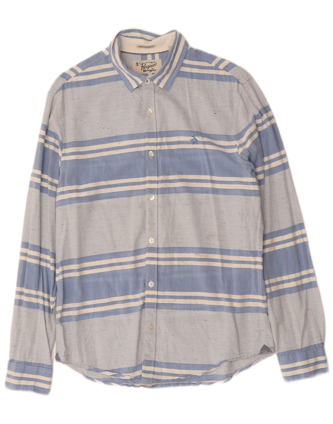 Cămașă pentru bărbați PENGUIN Heritage Slim Fit, bumbac cu dungi albastre medii