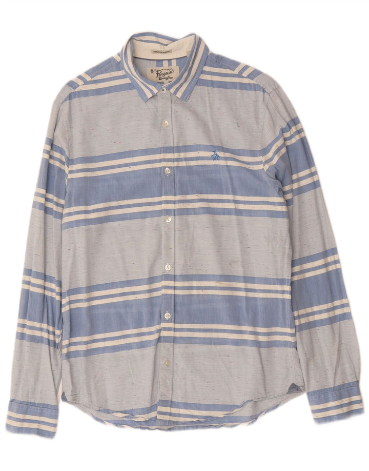 Cămașă pentru bărbați PENGUIN Heritage Slim Fit, bumbac cu dungi albastre medii