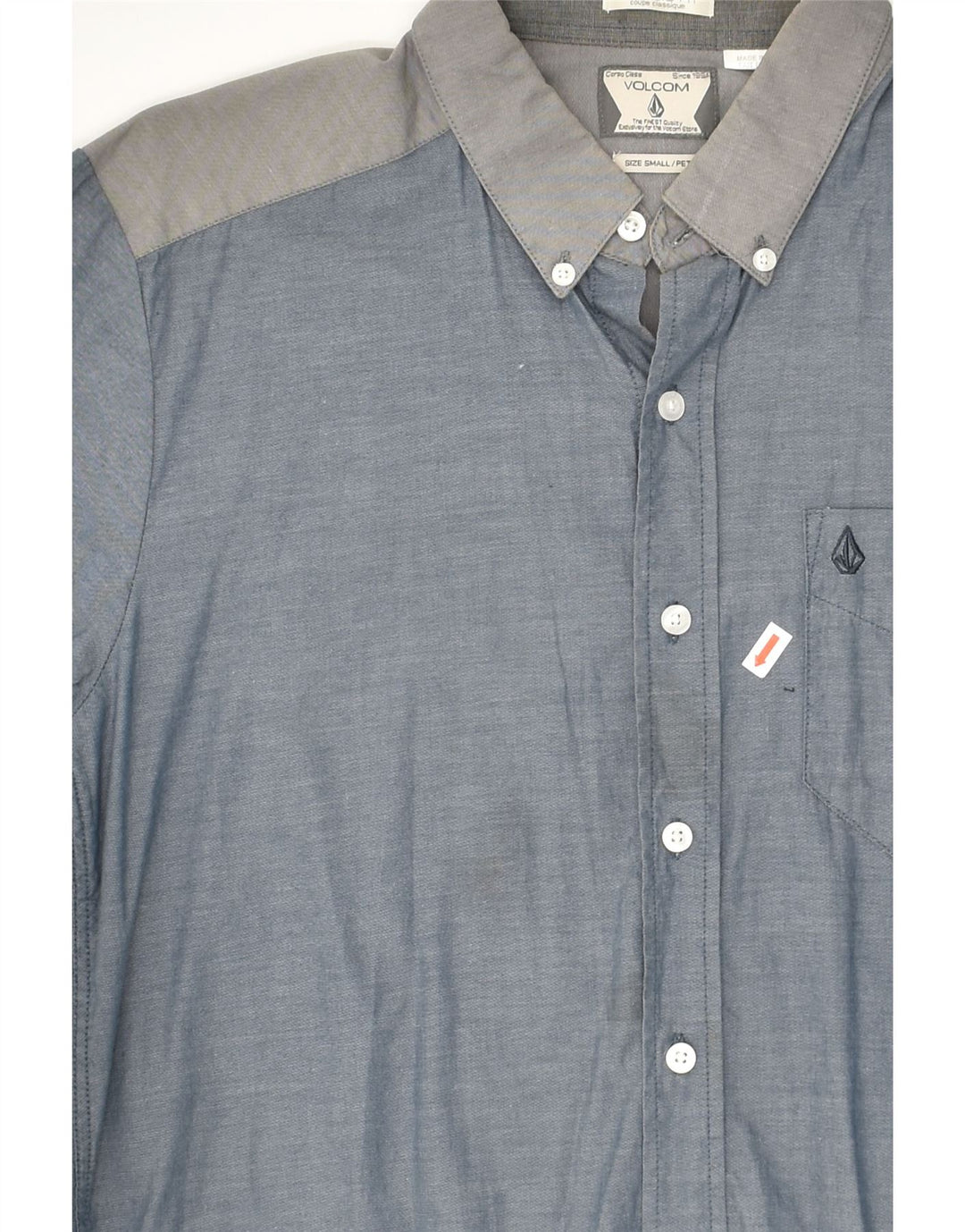 VOLCOM Mens Petit Classic Fit Short Sleeve Shirt Small Grey Colourblock | Vintage Volcom | Thrift | Second-Hand Volcom | Used Clothing | Messina Hembry 