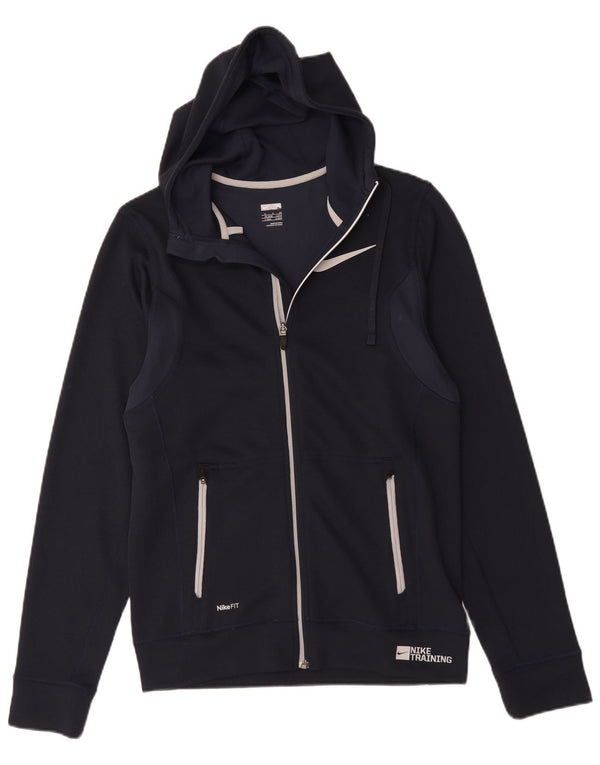 Nike Mens Zip Hoodie Sweater UK 34/36 Small Navy Blue Polyester