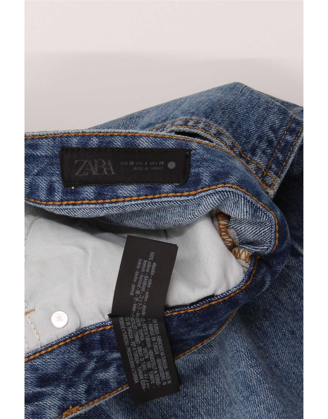 Blugi Drepți Femei Zara EU 38 Mici L28 L33 Bumbac Albastru