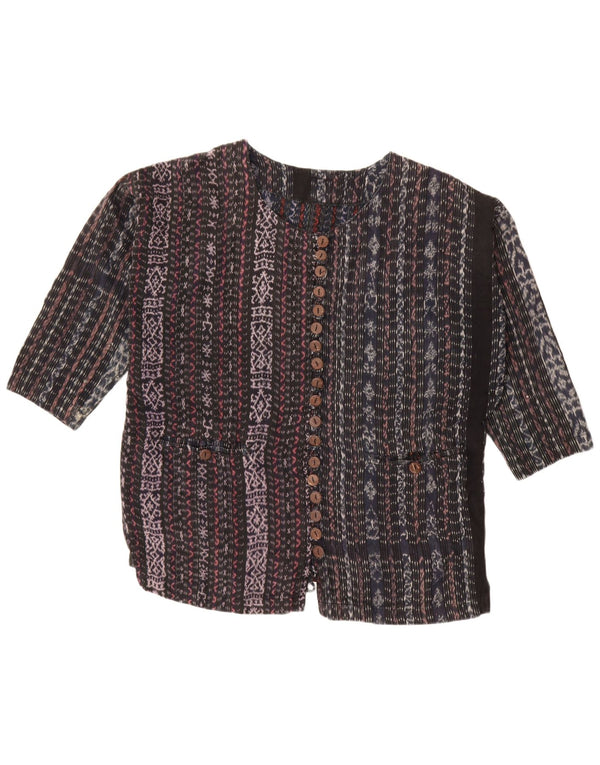 Bluză cămașă pentru femei VINTAGE cu mâneci 3/4 UK 18 XL cu dungi negre