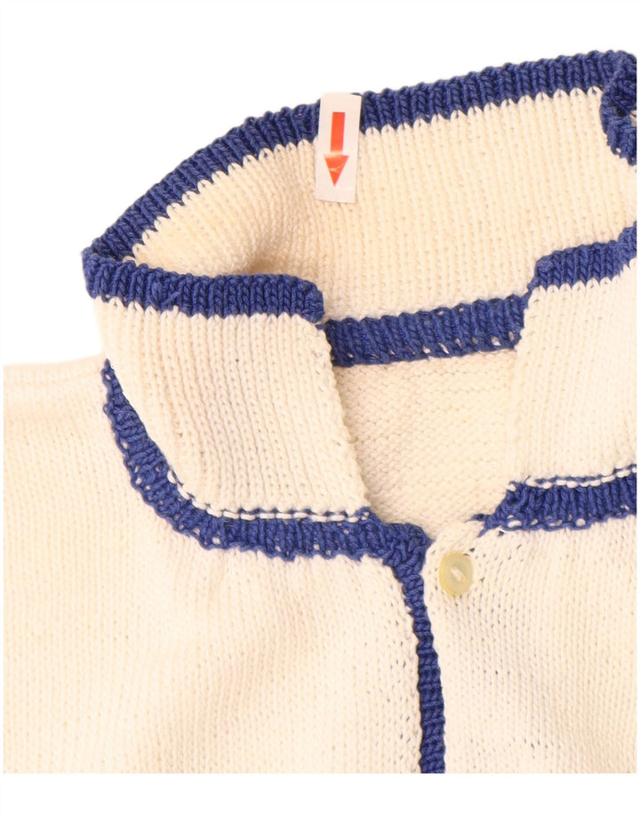 Pulover vintage pentru bărbați cu gât polo, alb mediu, geometric