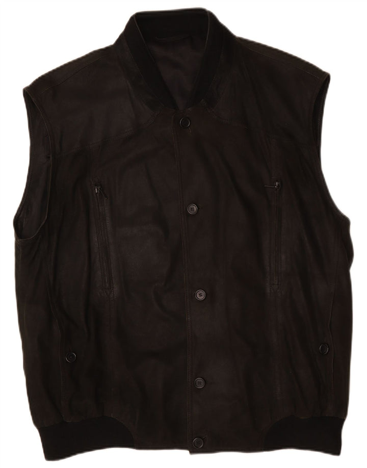 Gilet din piele pentru bărbați Striwa IT 58 4XL, piele neagră