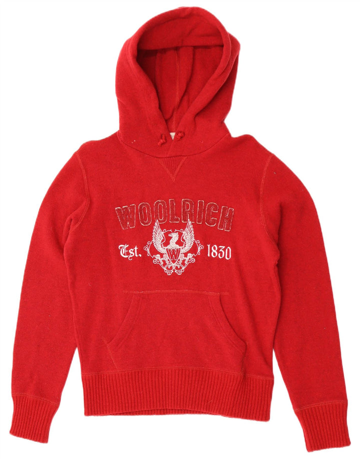 Pulover cu glugă Woolrich pentru bărbați, lână roșie mică