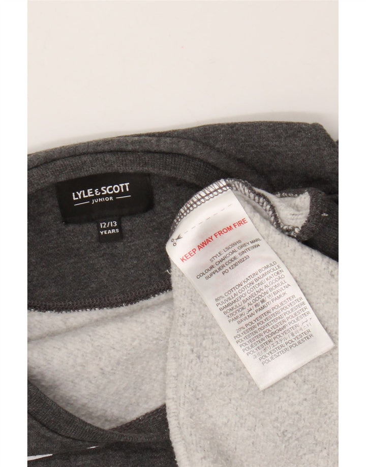 Hanorac cu grafic Lyle & Scott pentru băieți, 12-13 ani, bumbac gri
