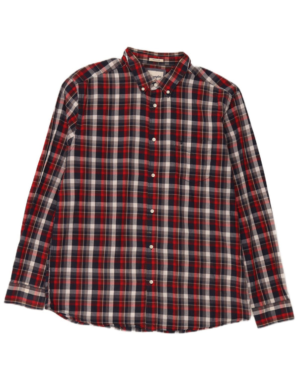 Cămașă de flanel pentru bărbați Wrangler XL, bumbac carouri roșu