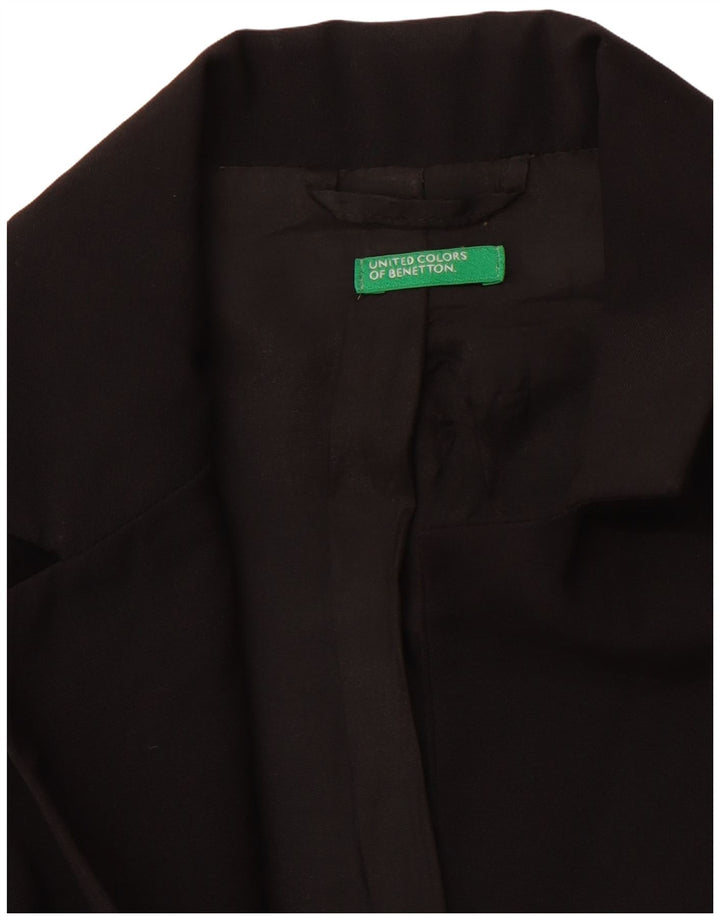 BENETTON Womens 2 Button Blazer Jacket UK 10 Small Black