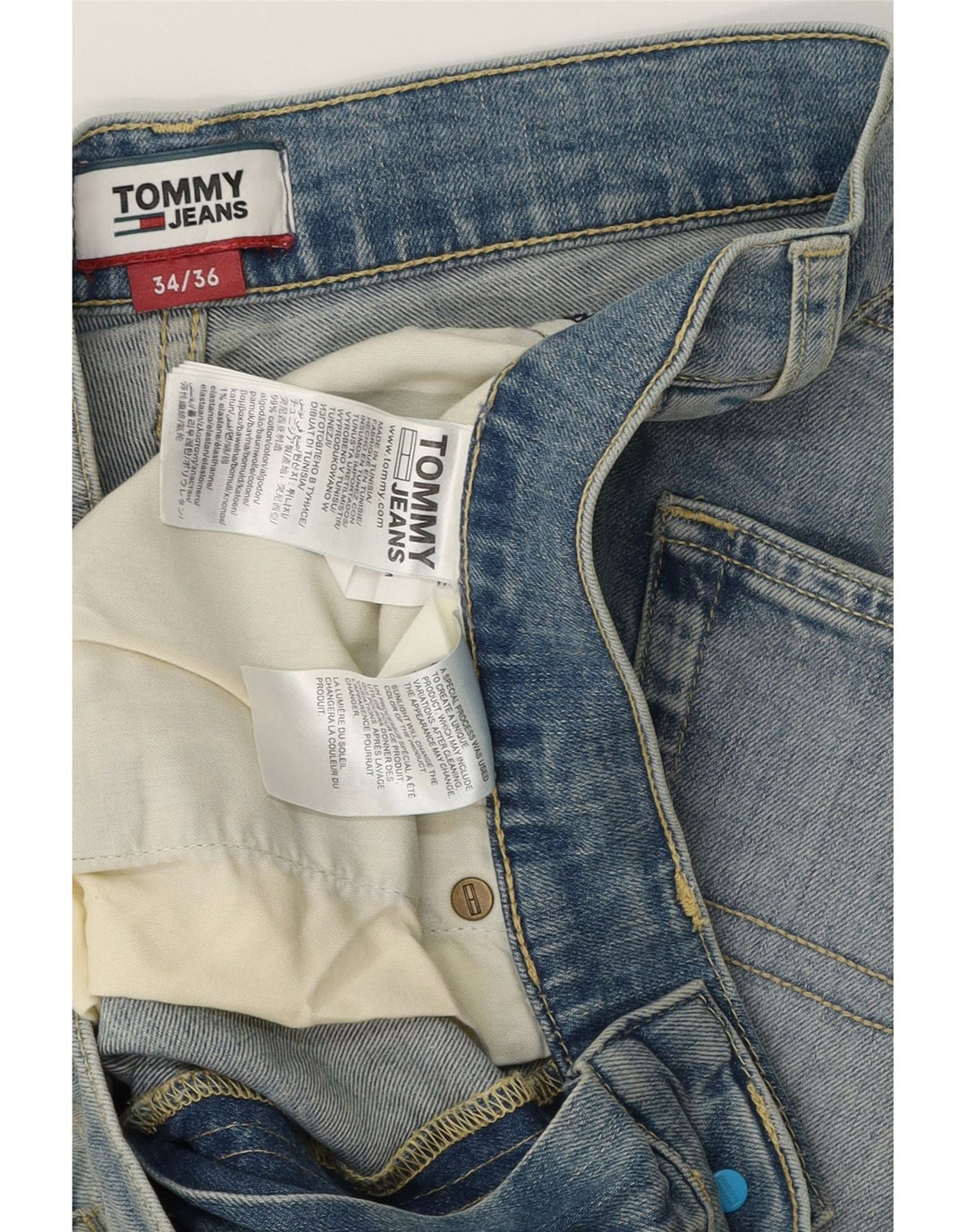 Blugi drepti pentru bărbați TOMMY HILFIGER L34 L36 Bumbac albastru