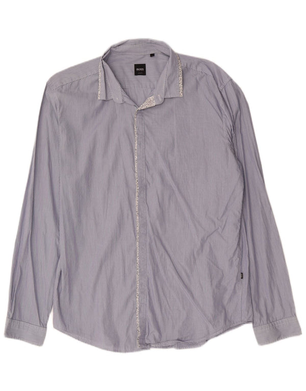 Cămașă pentru bărbați Hugo Boss Slim Fit XL Blue Pinstripe Bumbac