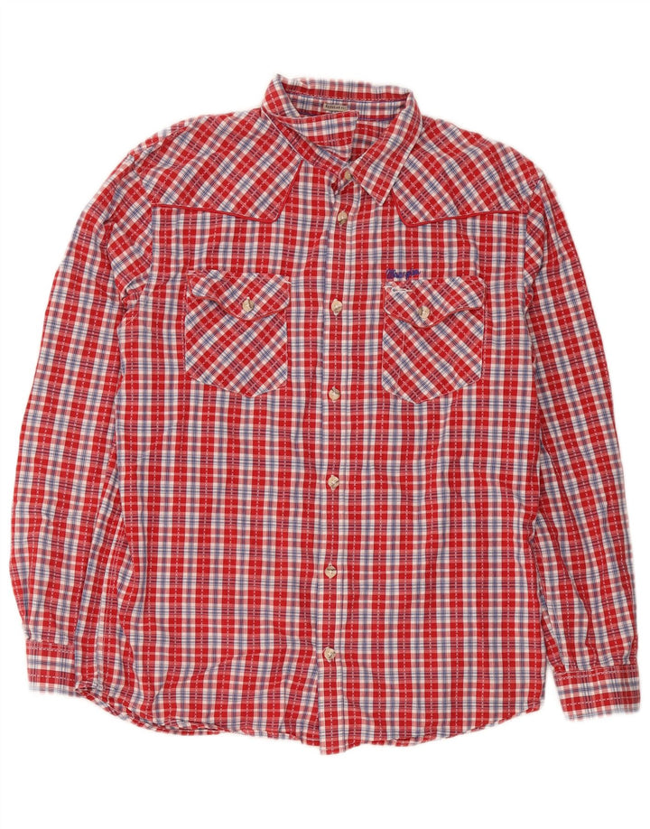 Cămașă Wrangler pentru bărbați, cu formă regulată, XL, bumbac cu carouri roșii