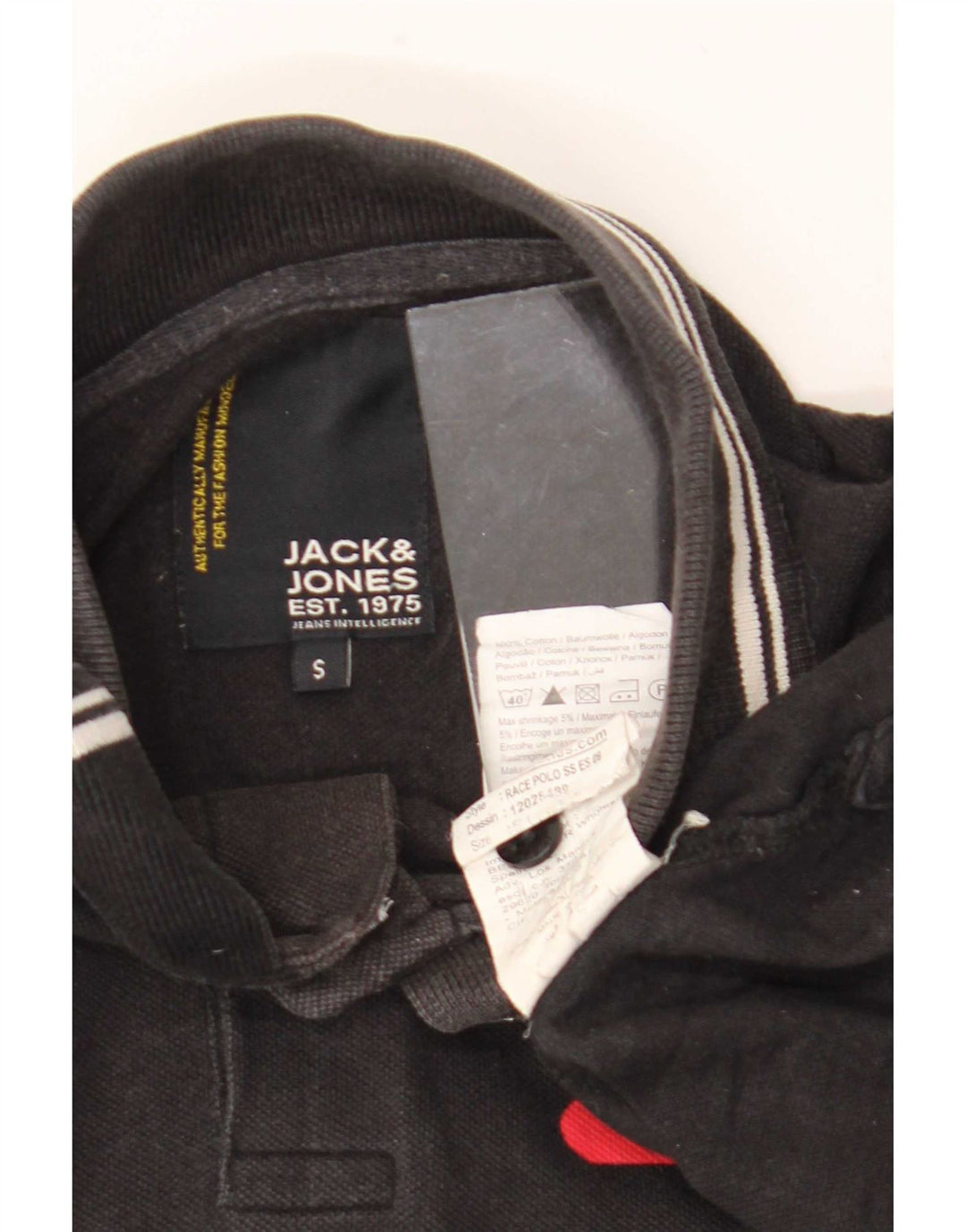 Jack & Jones Tricou polo cu grafică pentru bărbați, bumbac negru mic