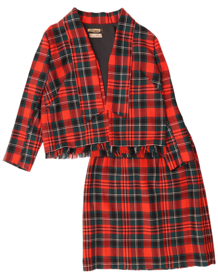 Set fuste 2 piese pentru femei VINTAGE EU 42 L28 L23 Lână roșie cu carouri